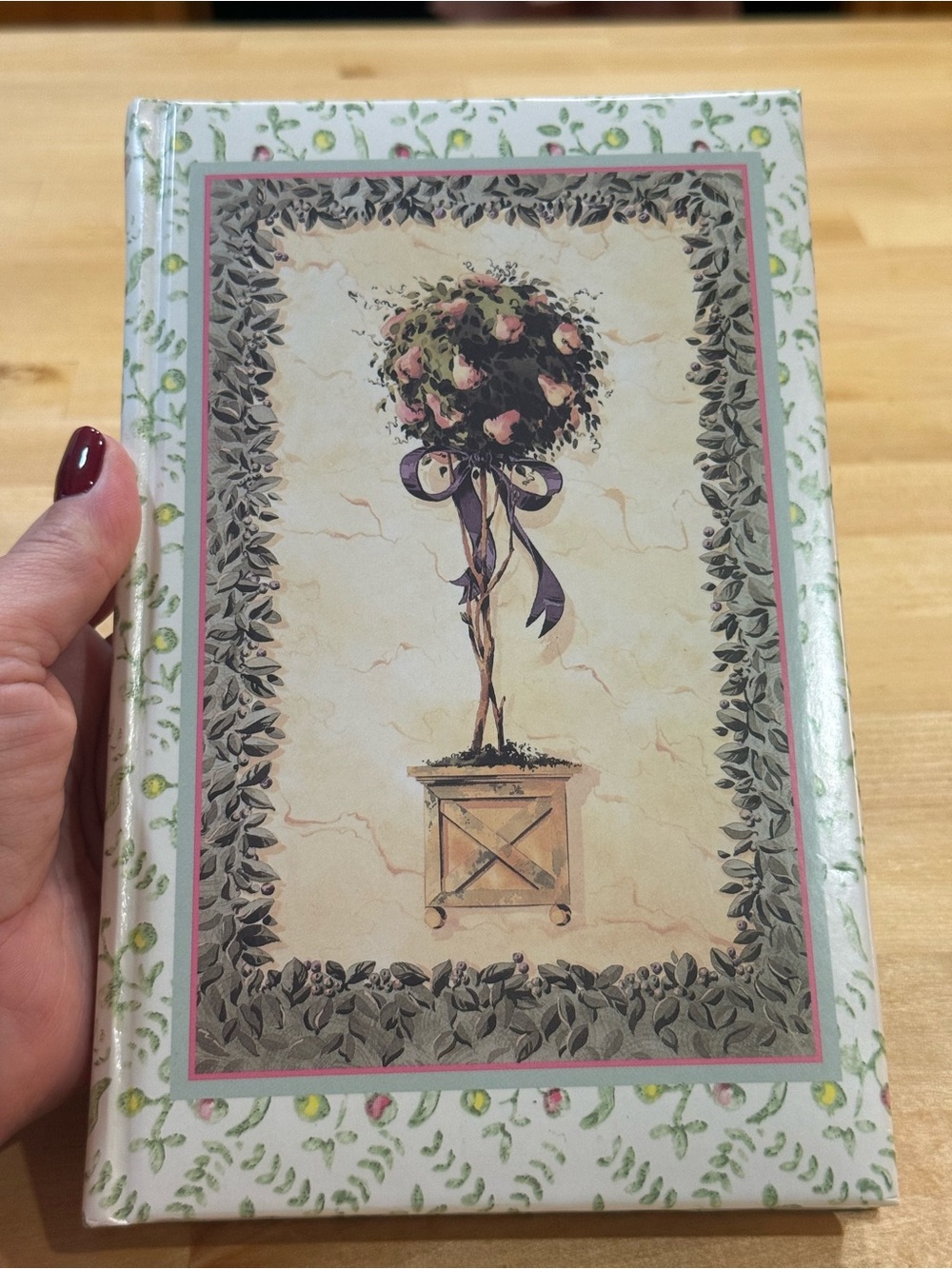 Floral Topiary Decorative Hardcover Notebook/Journal - Cream & Green